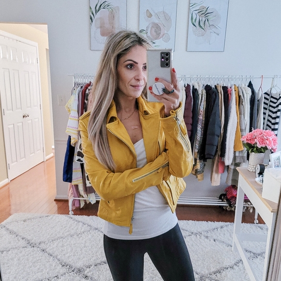 True Religion Yellow Lamb Leather Moto 